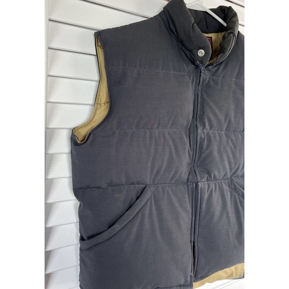 Vintage Jos.A. Bank Clothiers Down Filled Puffer Vest Tan/Navy Made In USA Sz L - Picture 3 of 8